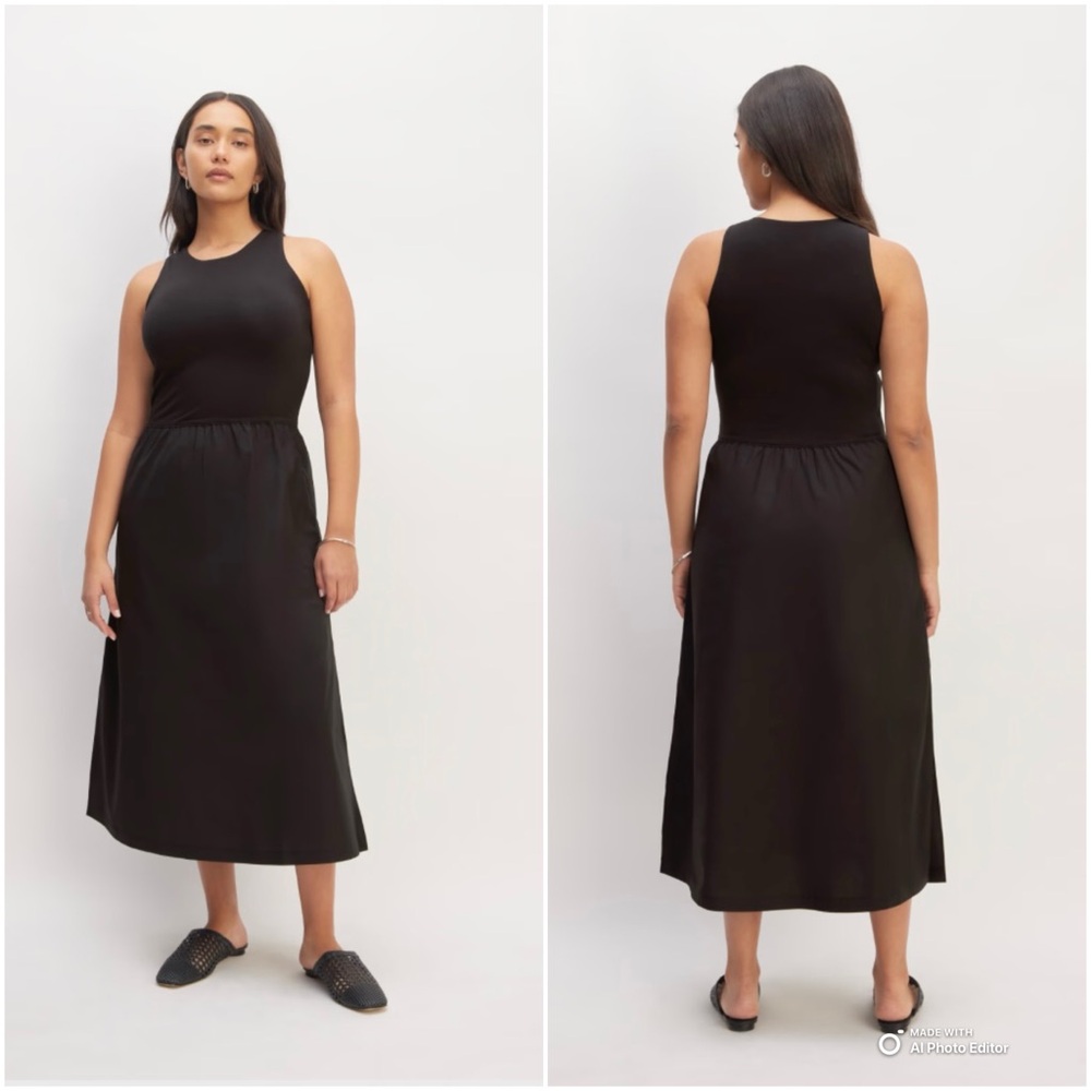 Everlane Small Black Supima High-Neck Riviera Midi Dress With Pockets NWOT